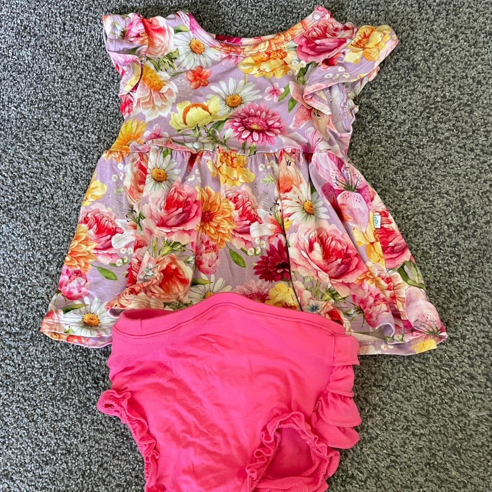 Posh Peanut Short Sleeve Peplum Ruffled Bummie Set